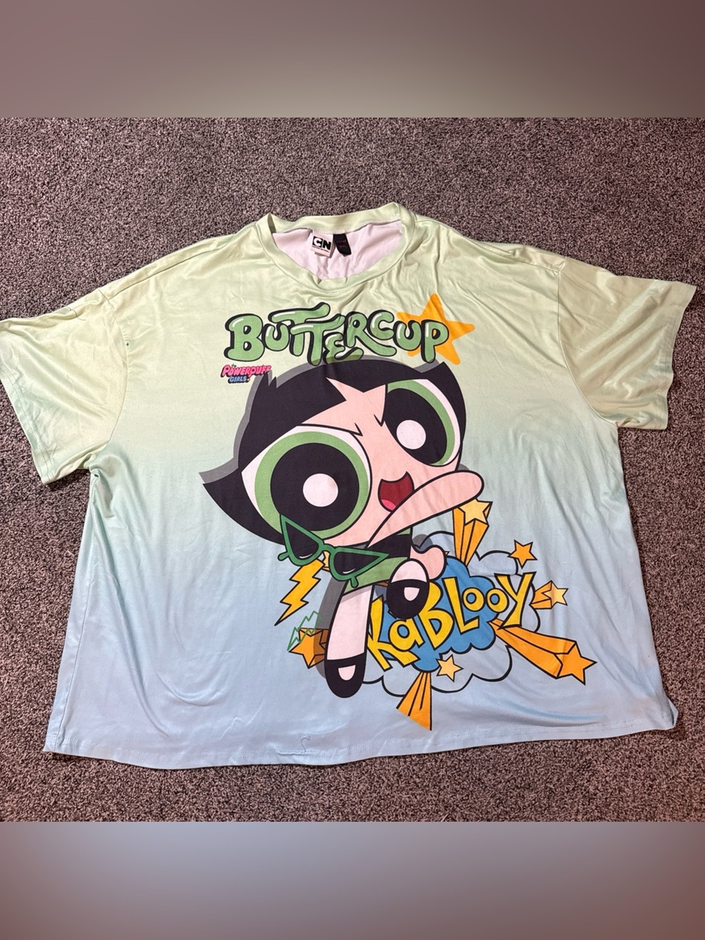 Buttercup Powerpuff Girls Romwe Cartoon Network 3XL Tee T-shirt Green Blue